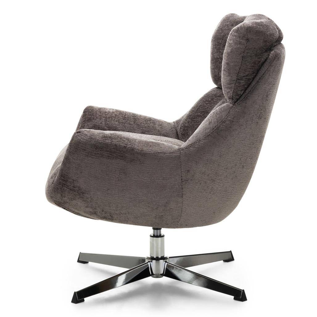 Poltrona girevole LUPIN, tortora/gambe cromate