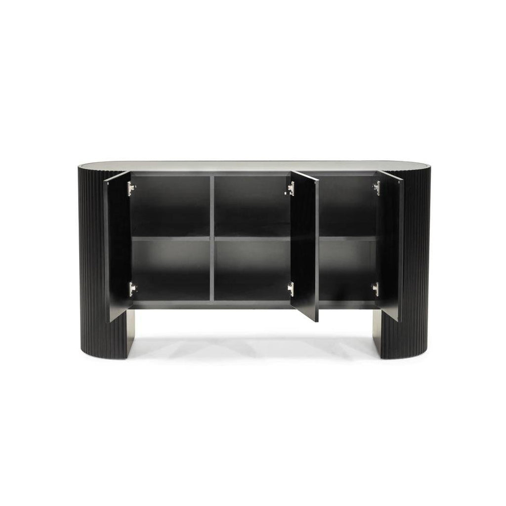 Cassettiera NOIR nero con superficie rigata