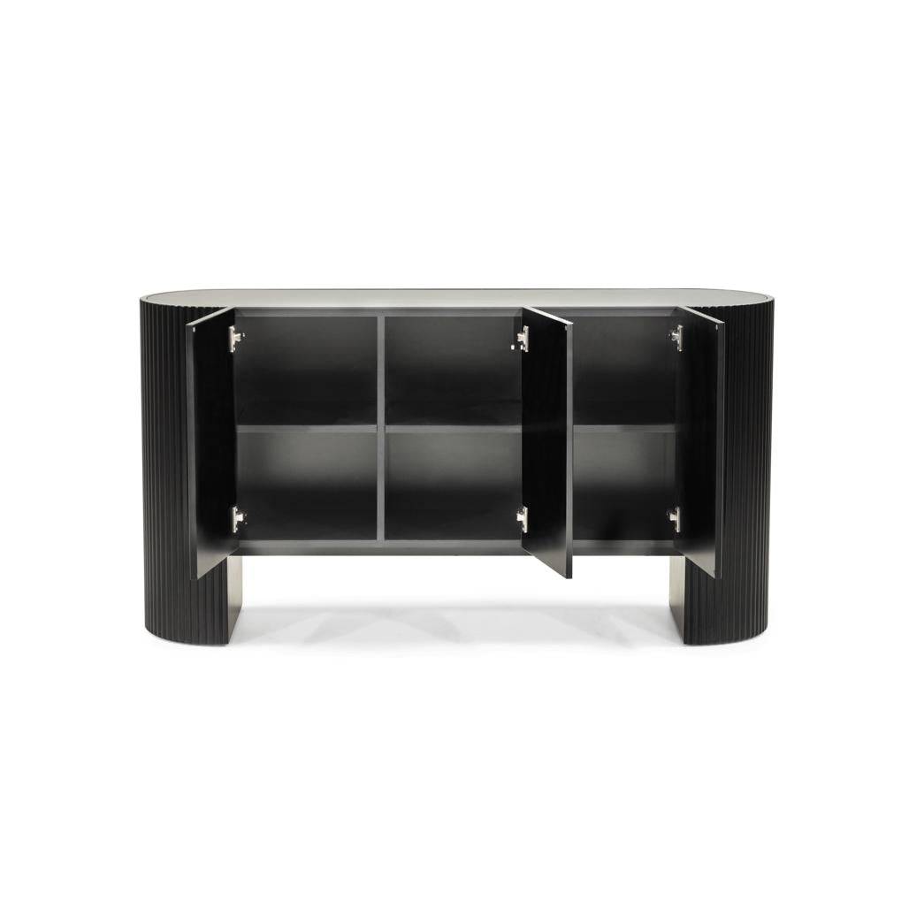 Cassettiera NOIR nero con superficie rigata