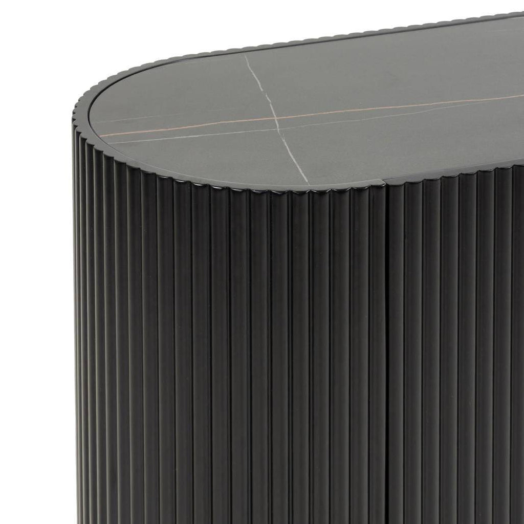 Cassettiera NOIR nero con superficie rigata