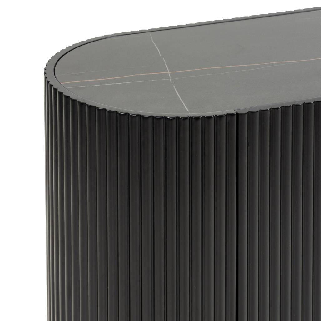 Cassettiera NOIR nero con superficie rigata