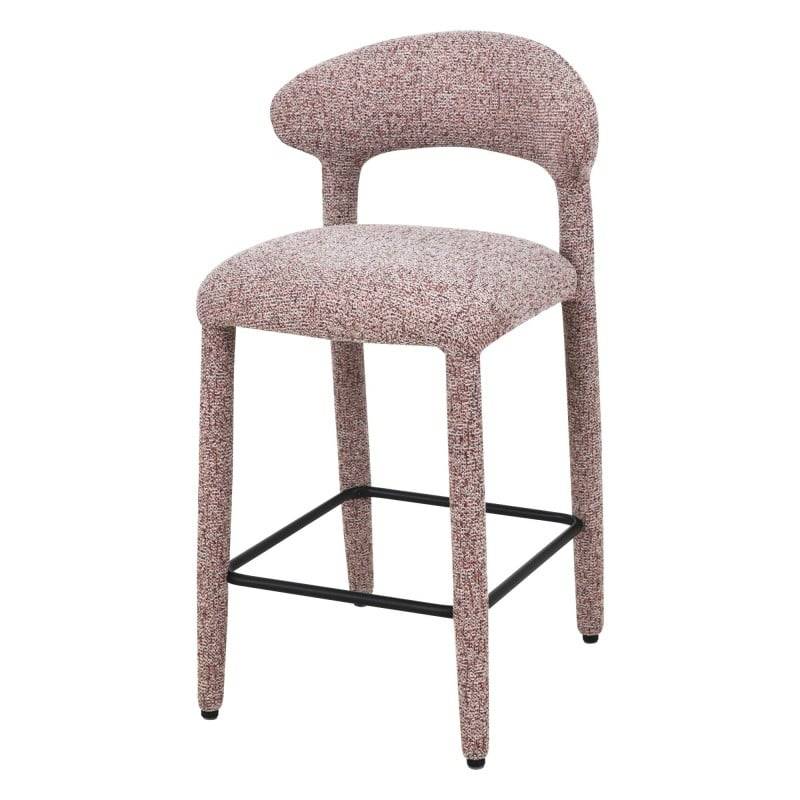 Sgabello imbottito IROKI, beige e borgogna mélange