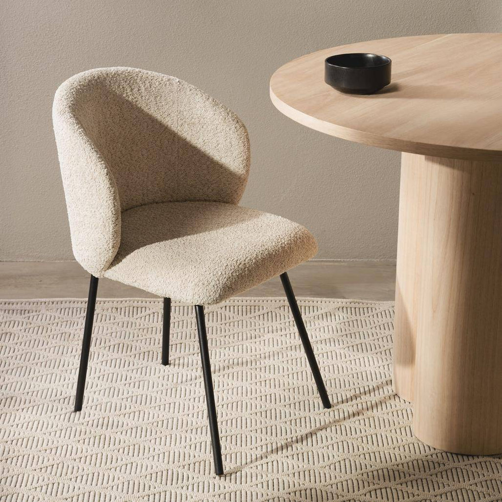 Sedia da pranzo LUEUR, beige, gambe nere