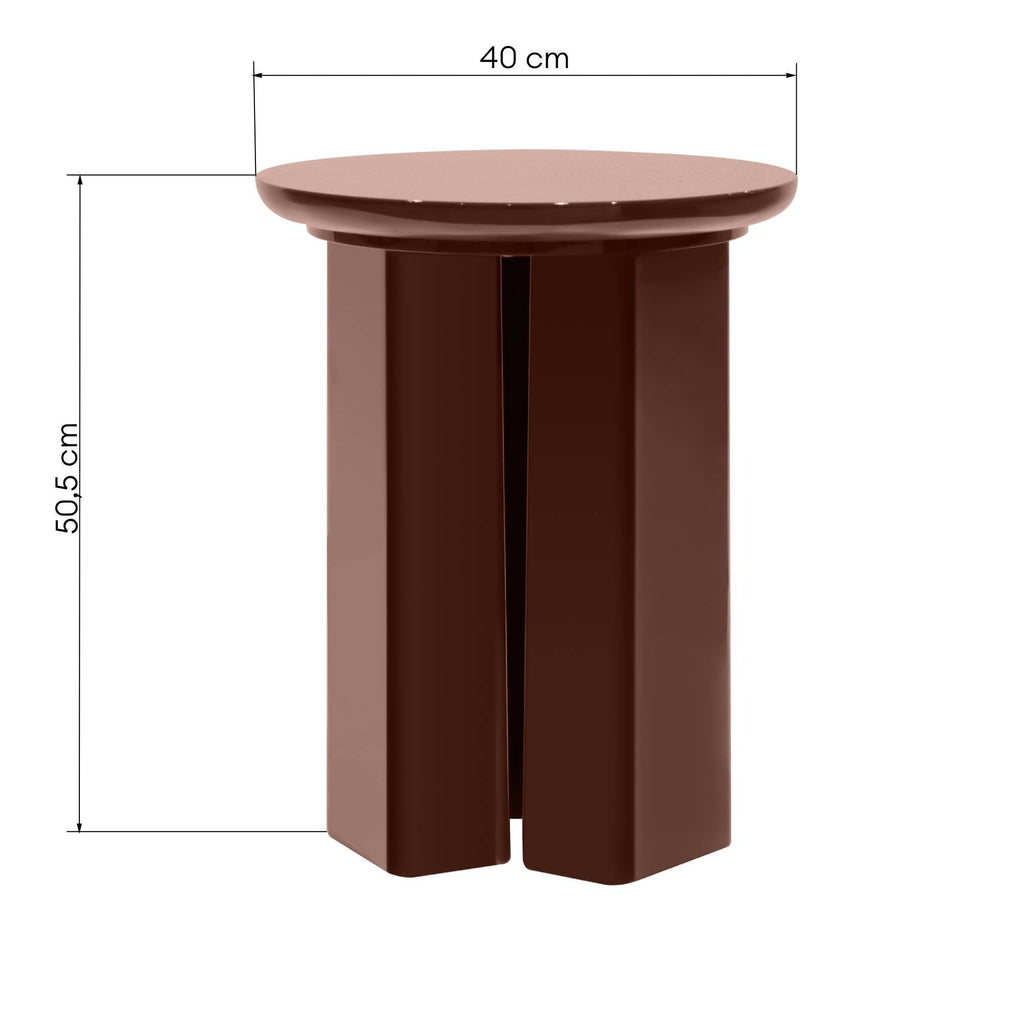 Tavolino Laterale RIEB 40 cm Borgogna Lucido