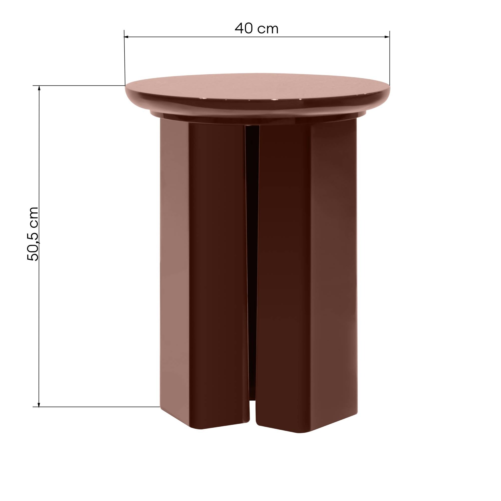 Tavolino Laterale RIEB 40 cm Borgogna Lucido