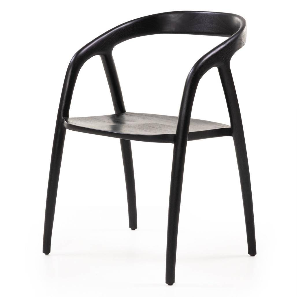 Sedia da Pranzo NIBI OKA, Nero, Legno di Teak