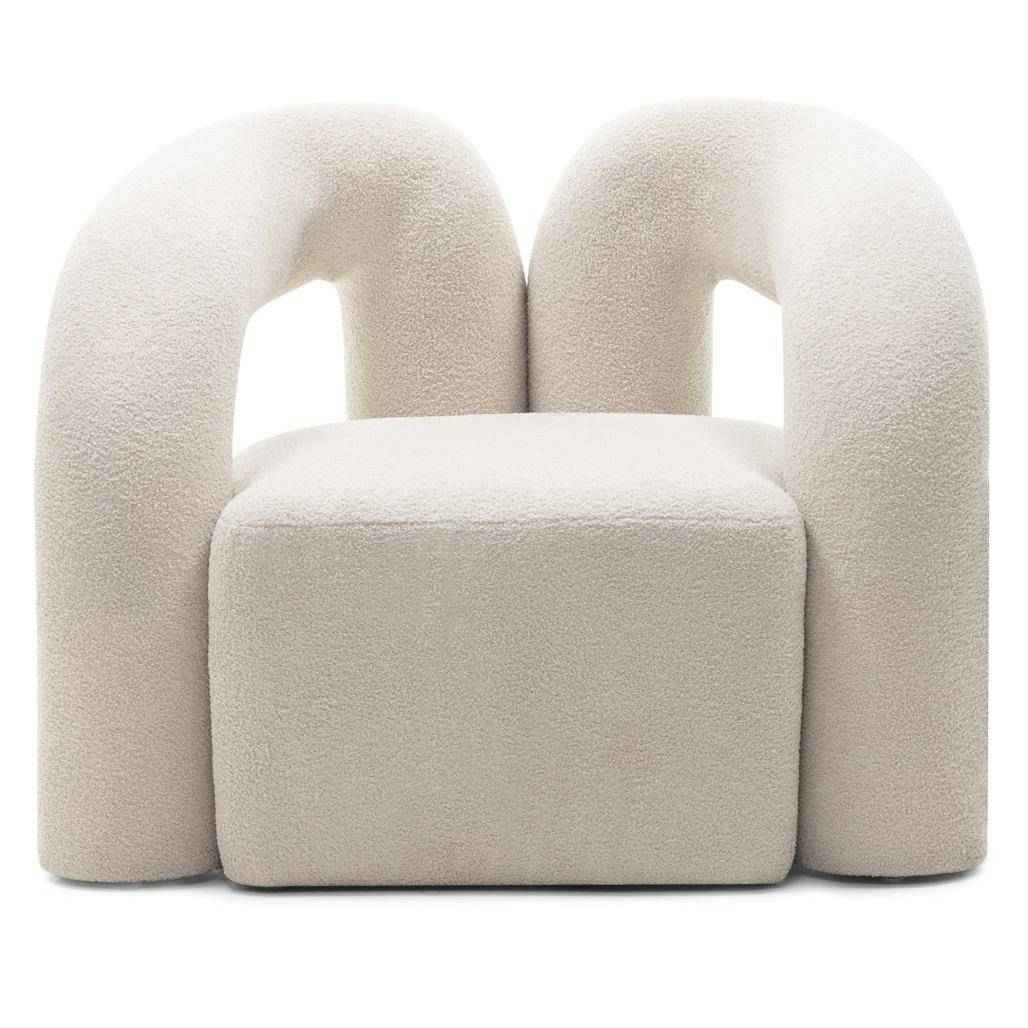 Poltrona imbottita SELLEL, beige chiaro, bouclé