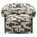 Poltrona ANNABEL, olive-cream/noce, forme arrotondate
