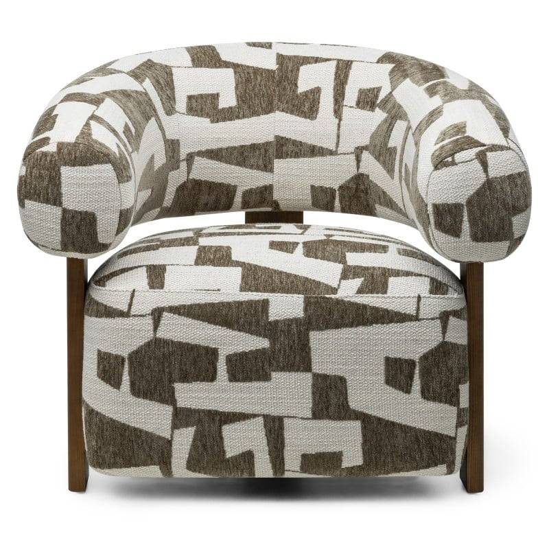 Poltrona ANNABEL, olive-cream/noce, forme arrotondate
