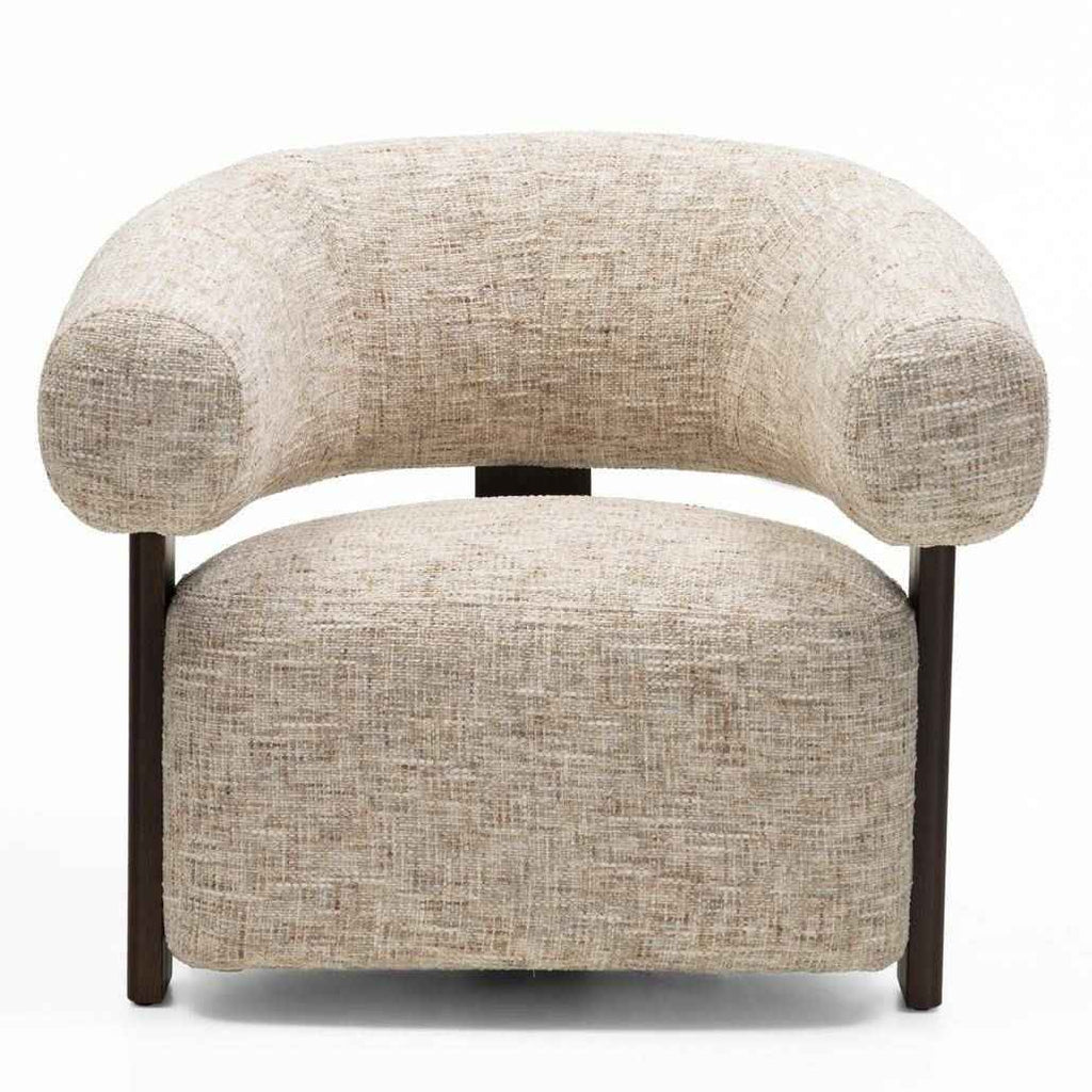 Poltrona MONIQUE, Beige Grigio/Noce, Forme Arrotondate