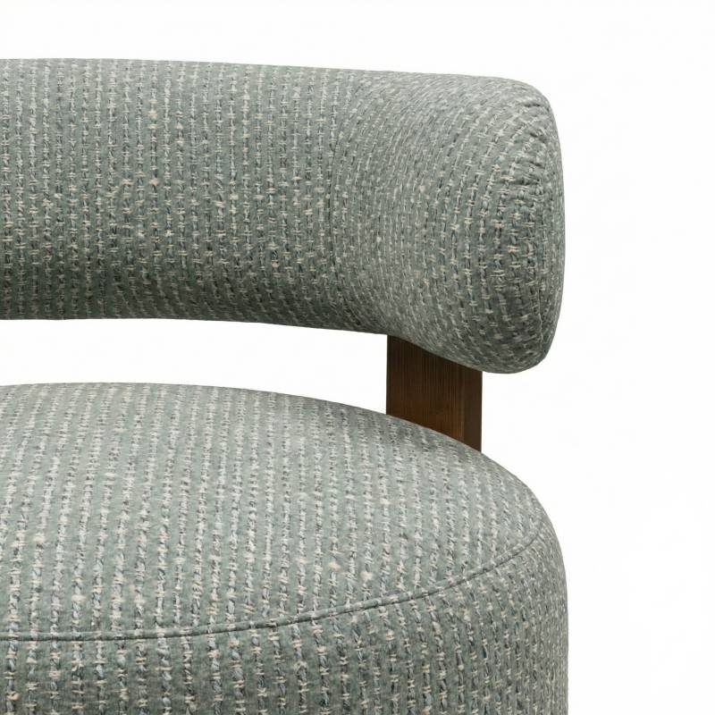 Poltrona lounge MARABELL, forme arrotondate, blu-beige/noce