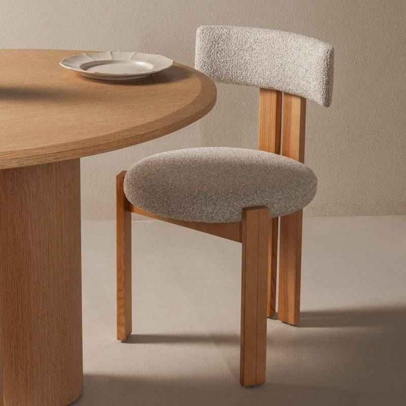Sedia MARTIN beige-crema legno naturale