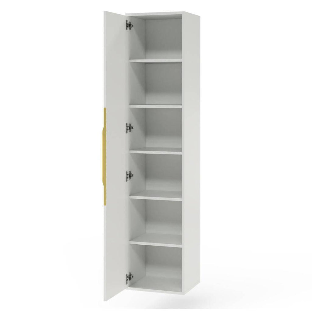 Mobile bagno ANVERS, rigato, maniglia oro, bianco