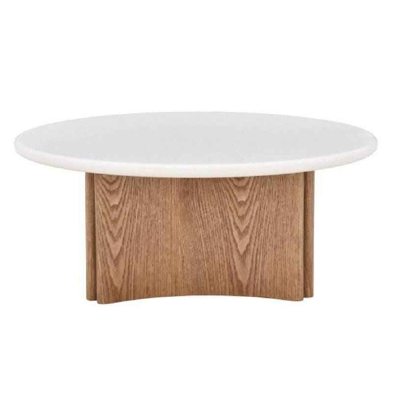 Tavolino da caffè ARLOM 80 cm, bianco crema/rovere