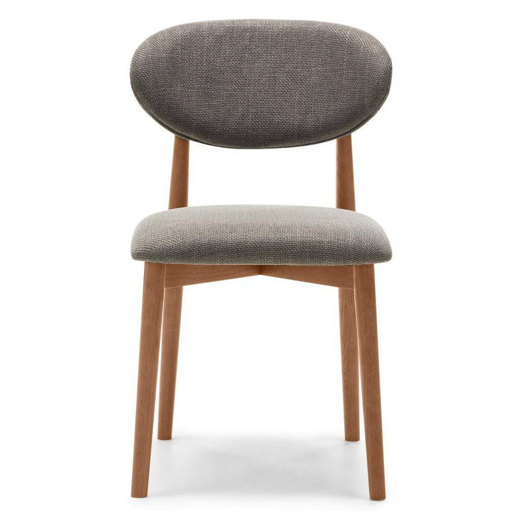 Sedia rivestita MIA, grigio scuro/noce