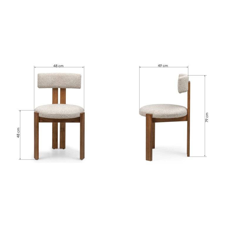 Sedia MARTIN beige-crema gambe noce
