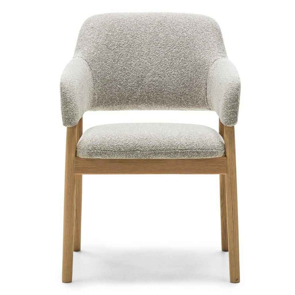 Sedia imbottita LORA, grigio chiaro, bouclé/quercia