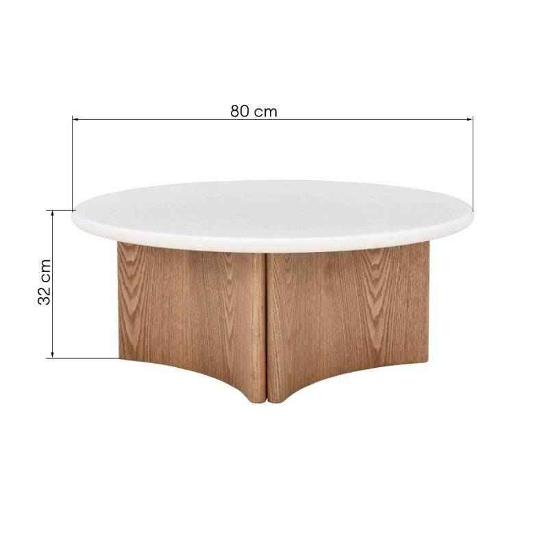Tavolino da caffè ARLOM 80 cm, bianco crema/rovere