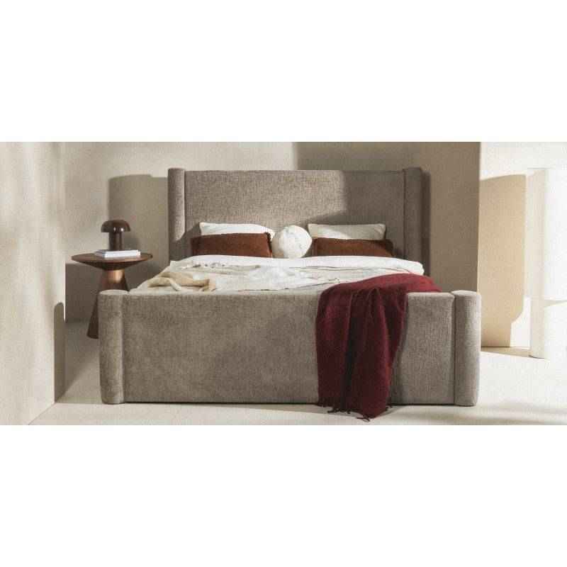 Letto ZENNA imbottito 160x200 cm, beige con contenitore