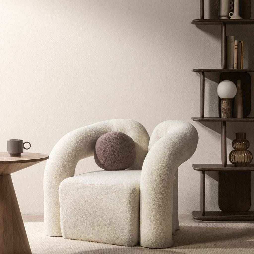 Poltrona imbottita SELLEL, beige chiaro, bouclé