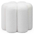 Pouf FLORI rivestito in bouclé bianco