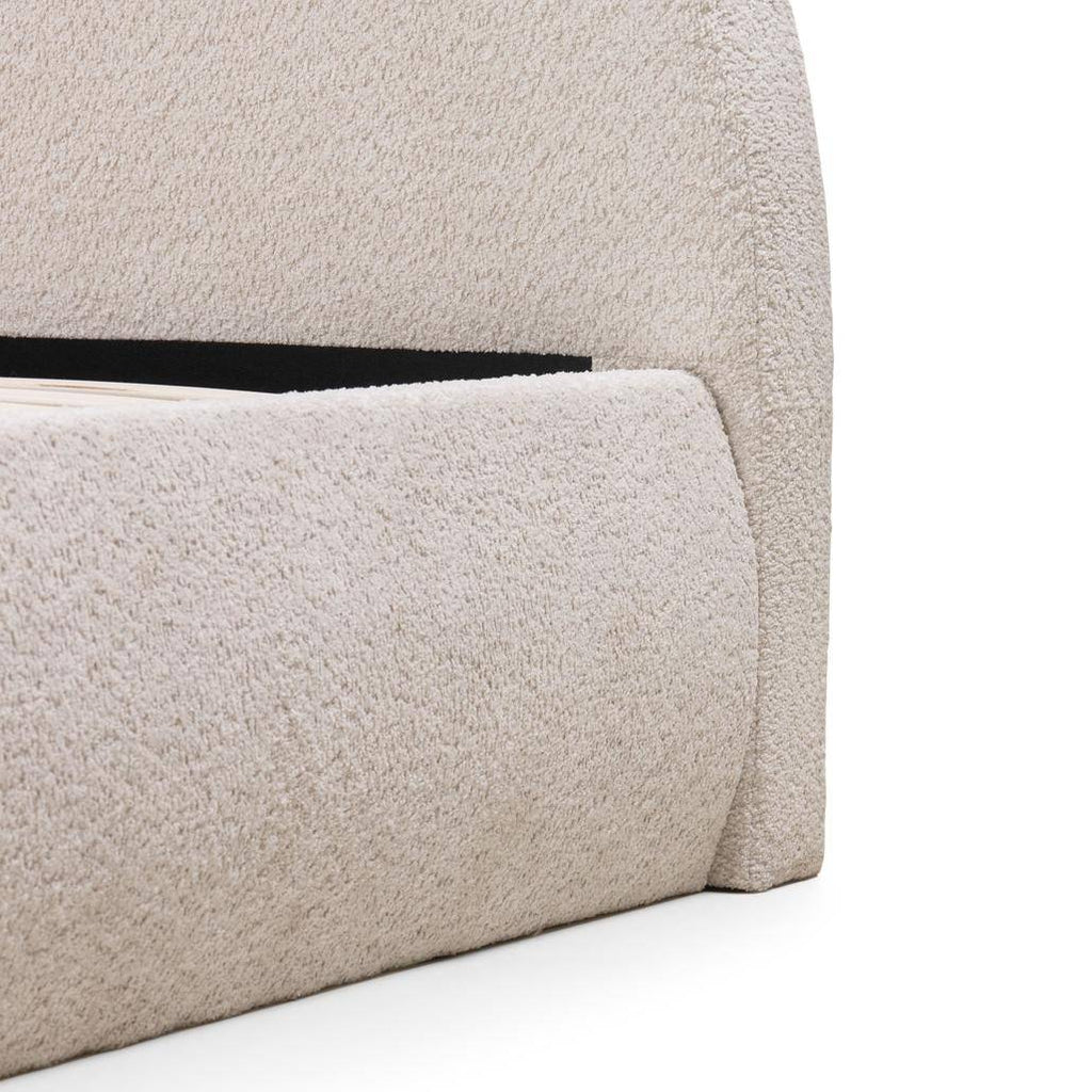 Letto Imbottito MIMIQ 140x200 cm Beige con Testata Arrotondata