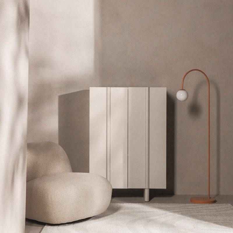 Cassettiera OSSM 2 porte cashmere, fronti arrotondati