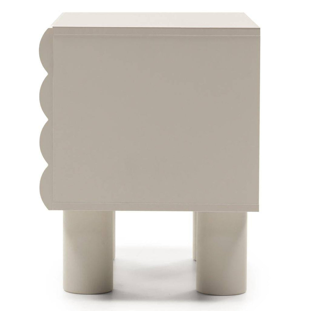 Mobile TV LUEL, righe decorative, beige, forme arrotondate