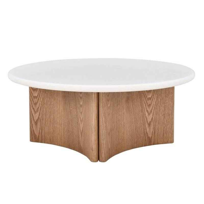 Tavolino da caffè ARLOM 80 cm, bianco crema/rovere