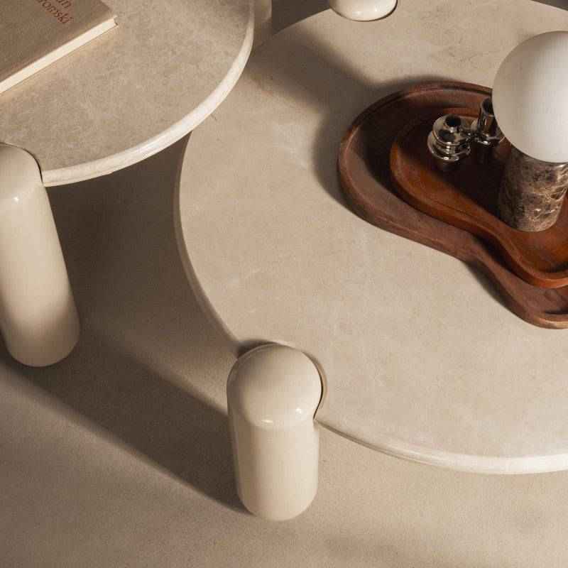 NORREL Tavolino da Caffè 66 cm, Beige Chiaro/Marmo