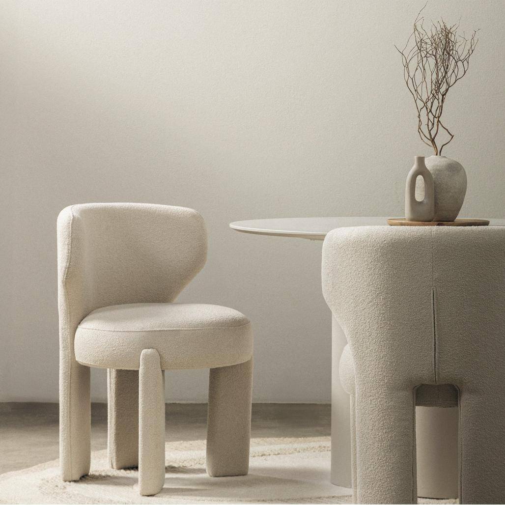Sedia imbottita SELEN, crema, bouclé