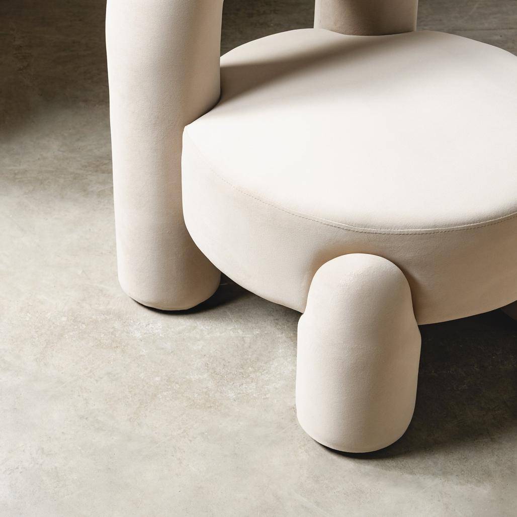 Poltrona lounge LUCCA velluto beige chiaro
