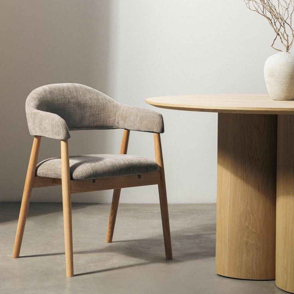 Sedia Imbottita LARIS, Beige Scuro/Quercia
