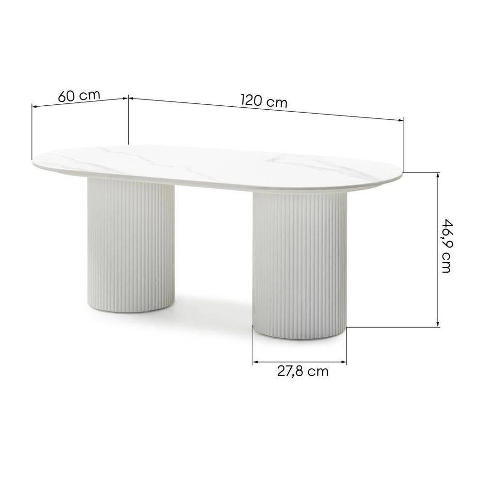 Tavolino da caffè 120 cm MARBELLA ovale effetto marmo