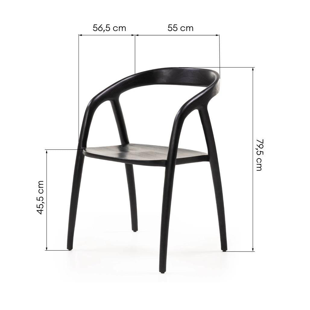 Sedia da Pranzo NIBI OKA, Nero, Legno di Teak