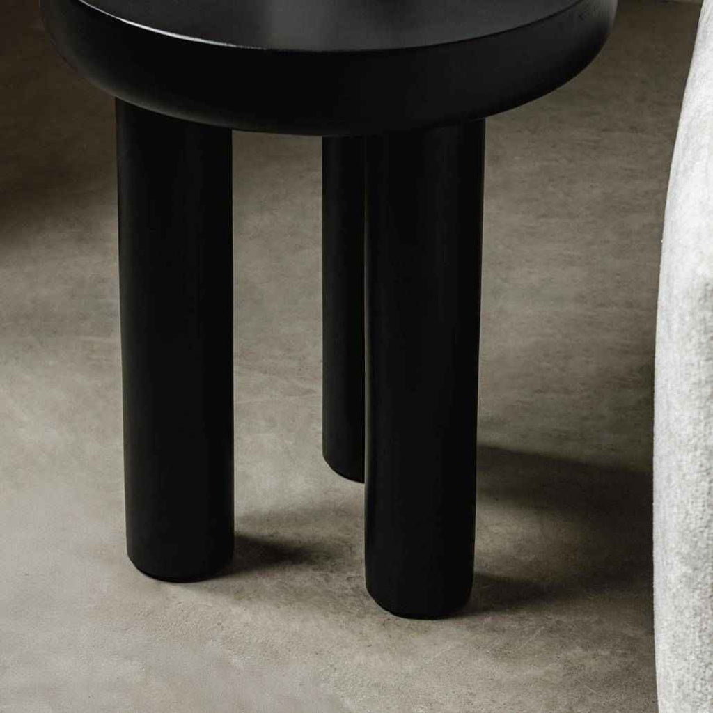 Tavolino laterale LUNGO 50 cm, rotondo, nero