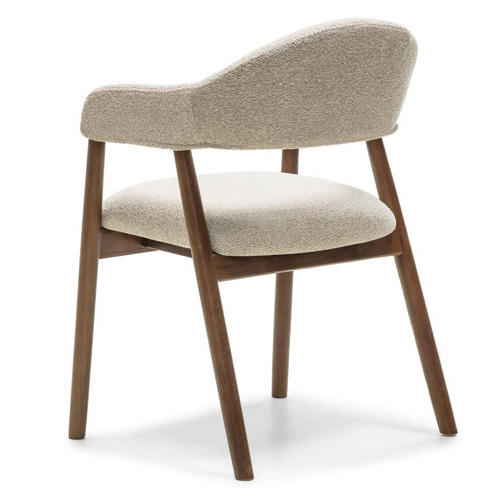 Sedia Imbottita LARIS Beige Bouclé/Noce
