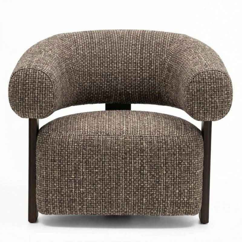 Poltrona lounge MARBELLO, forme arrotondate, marrone-crema/noce
