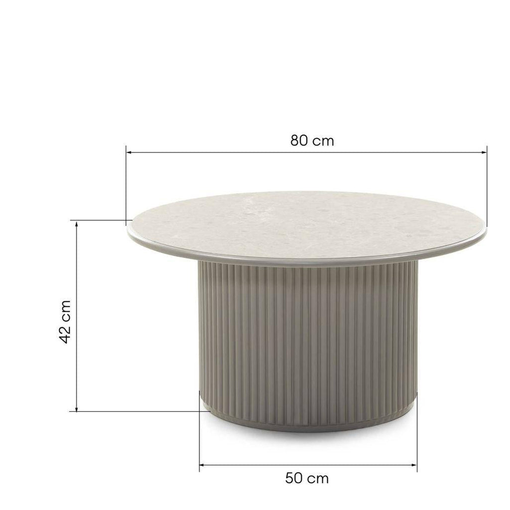 Tavolino caffè rotondo ASTI 80 cm, grigio, effetto marmo