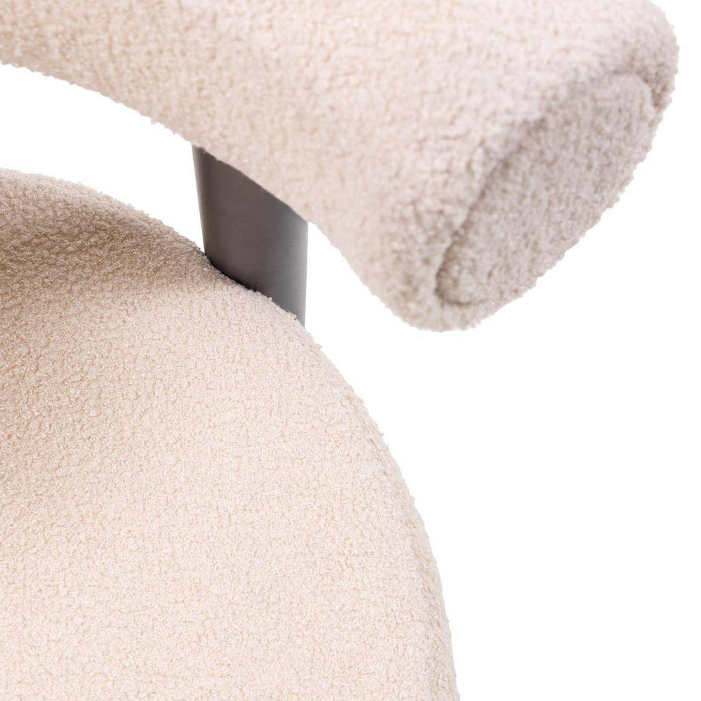 Sedia da Pranzo PERER, Beige Bouclé/Gambe Nere