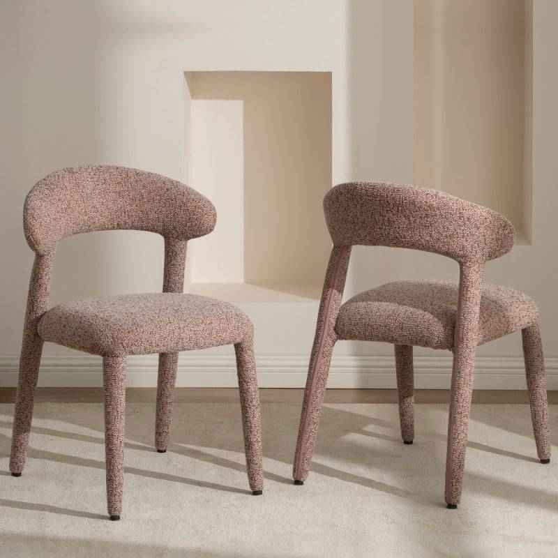 Sedia imbottita IROKIH, melange beige e bordeaux