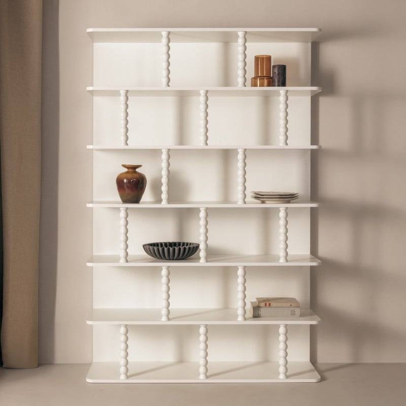 Scaffale alto PERLEN bianco, supporti a sfera