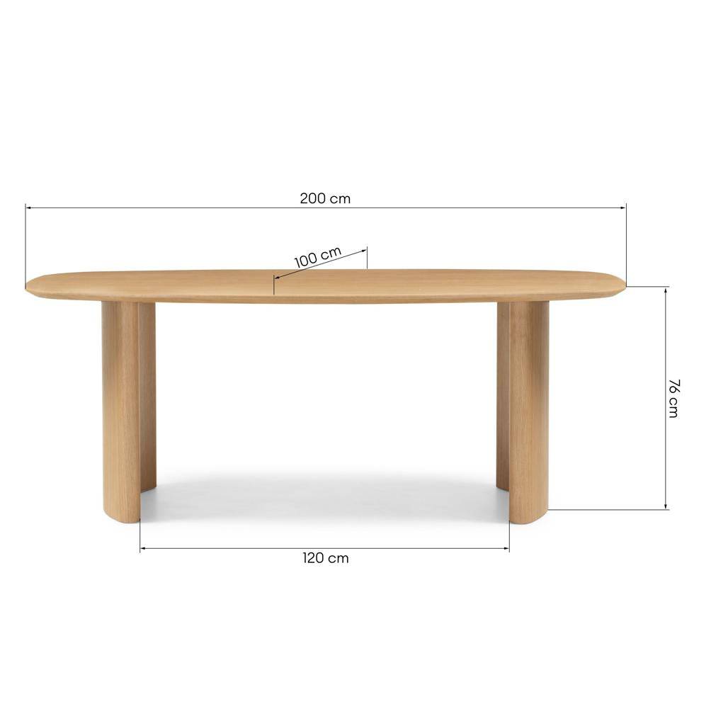 Tavolo da pranzo MARIS 200 cm, ovale, impiallacciatura rovere naturale