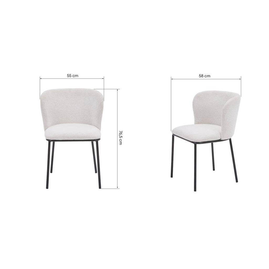 Sedia da Pranzo NIKA, Ecru con Gambe Nere