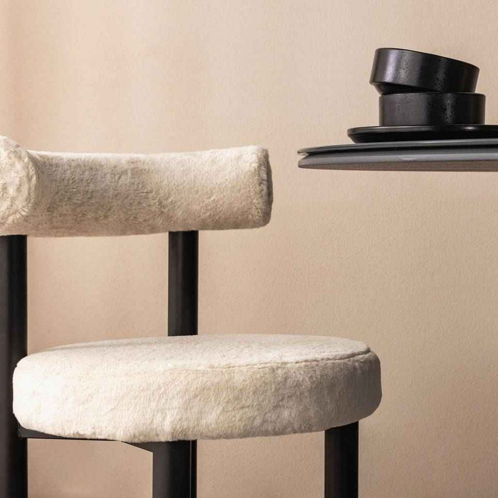 Sedia da Pranzo PERER, Ecru/Gambe Nere