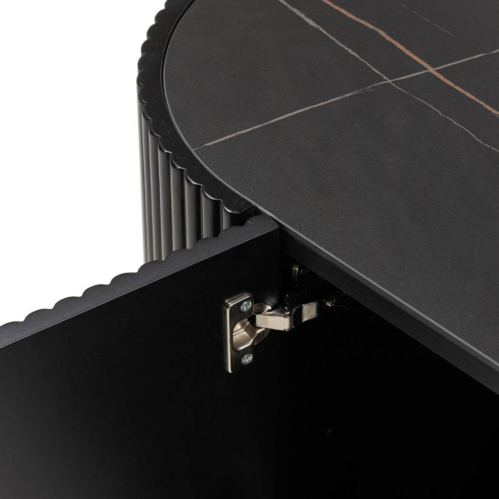 Cassettiera NOIR nero con superficie rigata