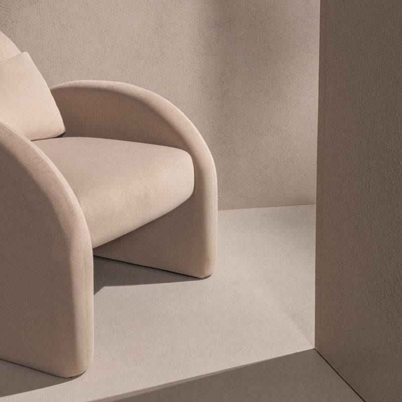 Poltrona lounge JADA beige chiaro velluto