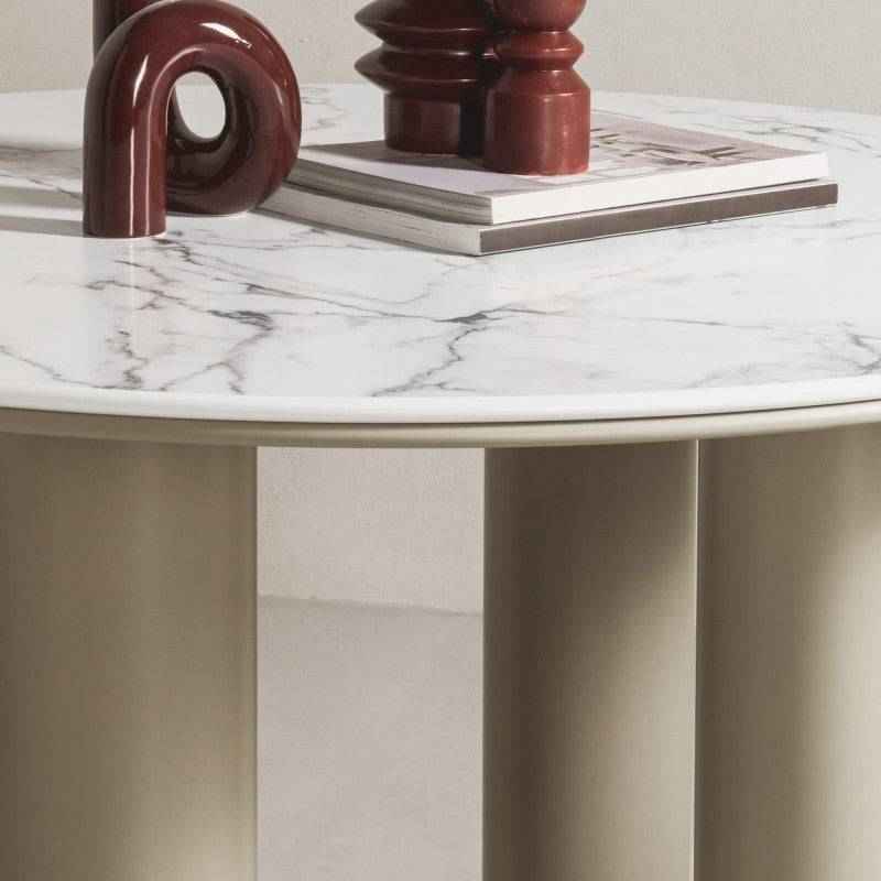 BEJRO Tavolo da Pranzo 120 cm Rotondo Beige Scuro