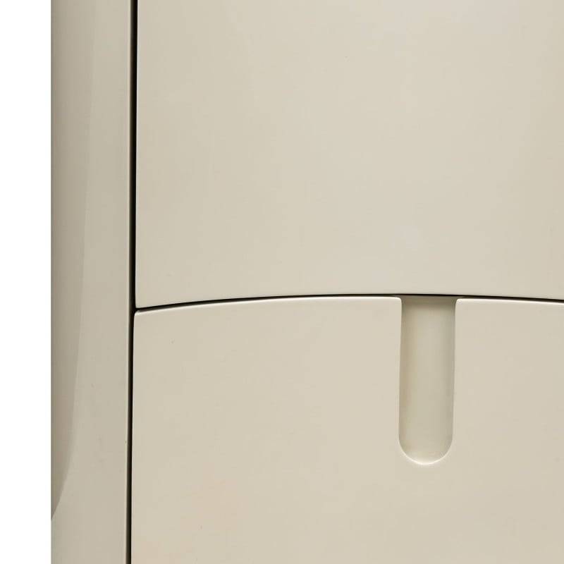 Comodino ENAV con cassetti, bianco crema, forme arrotondate