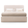 Letto imbottito 160x200 cm ANDRE, velluto beige, con contenitore